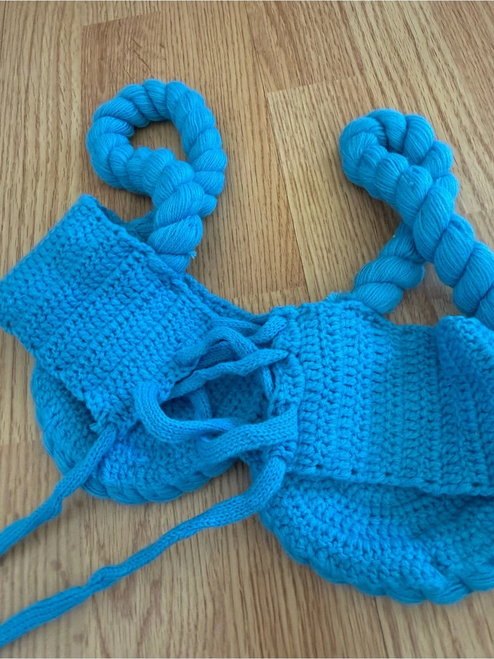 Crochet Rope-Trim Bikini Top and Skirt Set